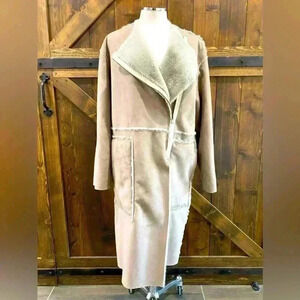NWT SAINT ART Vegan Leather Shearling Long Jacket Women’s Size M